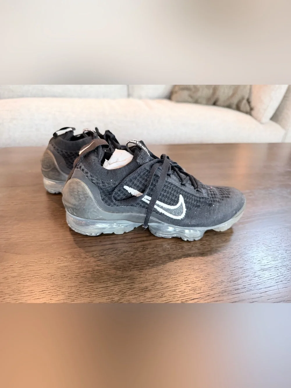 Nike Big Kids 6 Black VaporMax with White Swoosh